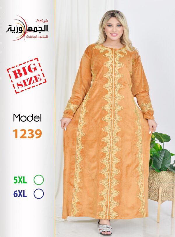 ⁦جلابية قطيفة هايدى5XL بيج سايز⁩ - الصورة ⁦4⁩